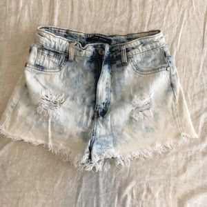Faded Distressed High Waisted Jean Shorts